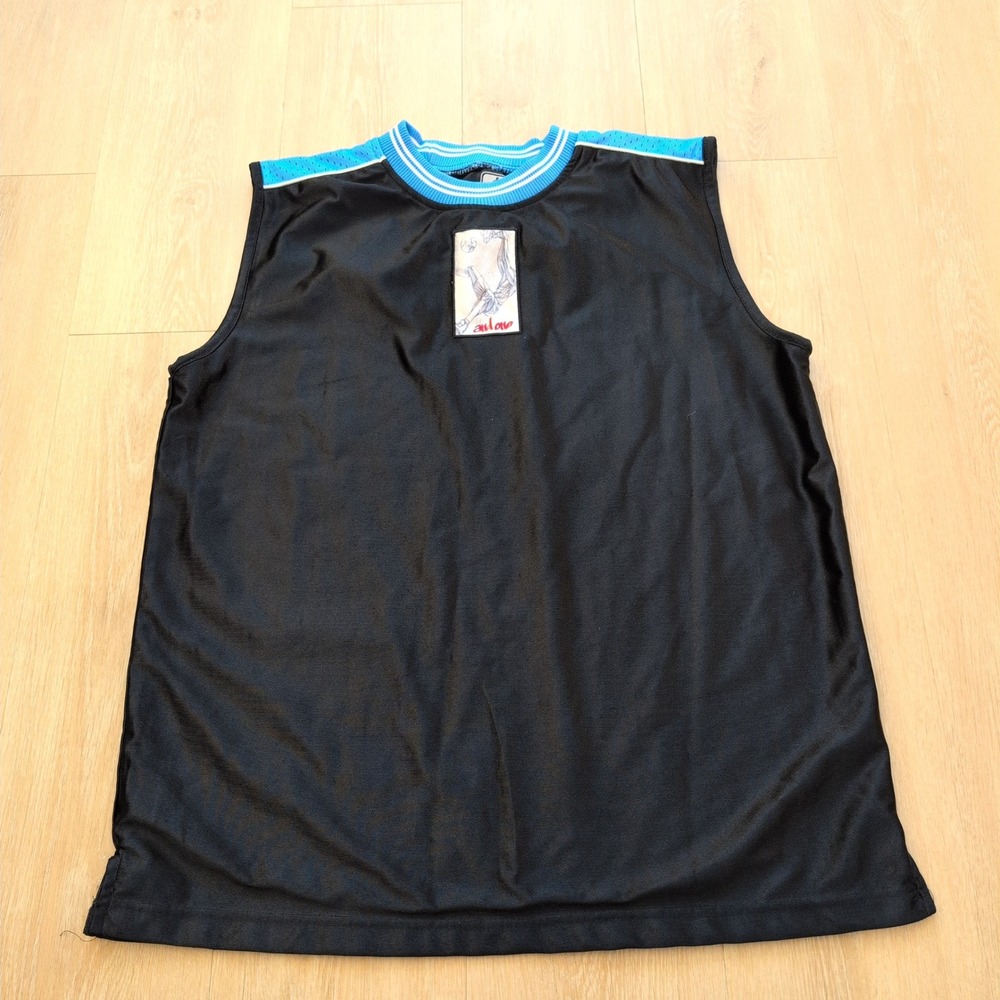 Y2K AND1 Basketball Jersey Tank Top Mens XL Black Blue Streetball Dunk Shiny